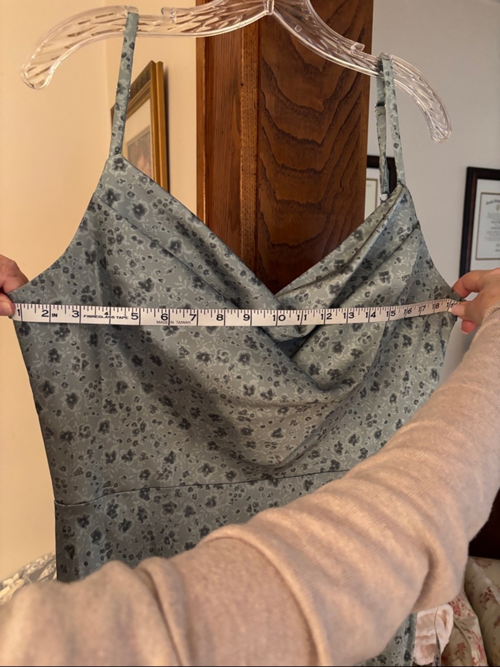 Sage Green Floral Cowl Neck Slip Dress - Picture 14 of 14